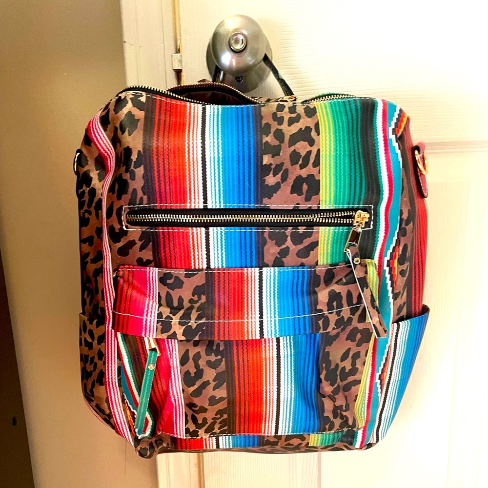 NWT- serape & leopard print backpack